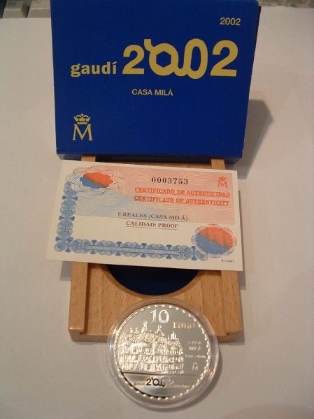 (afbeelding voor) 10 Euromunt Spanje 2002 Proof in cassette Casa Mila
